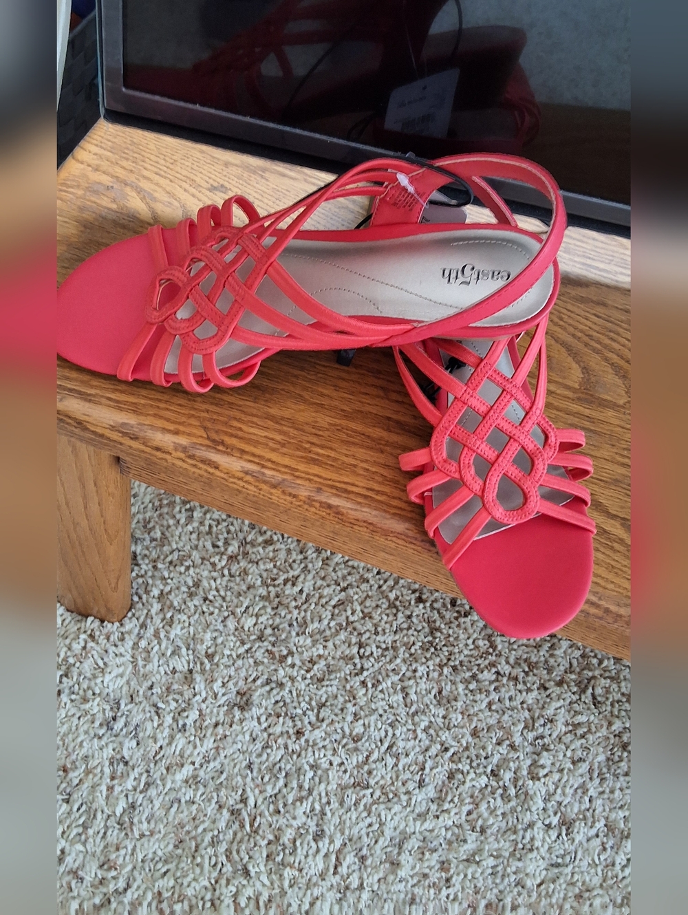 East 5th, NWT, 9 Medium Hot Coral  Strappy Slingback Sandals - Picture 8 of 9